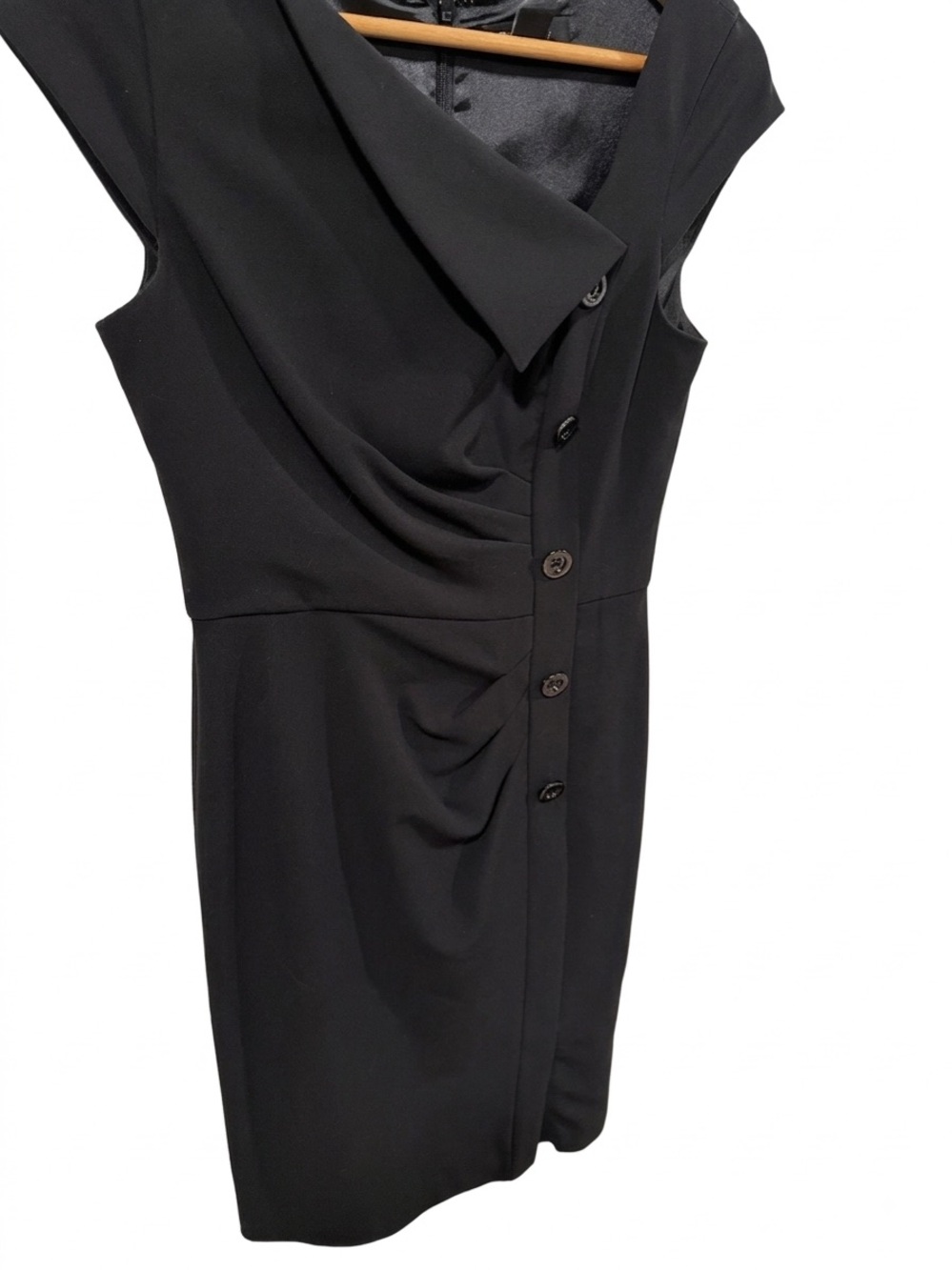 White House Black Market Asymmetrical Fold Over Button Front Dress Size 2